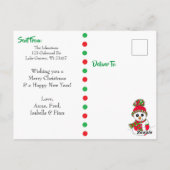 Rood en Groen Sneeuwman Familie Foto Kerstmis Briefkaart (Achterkant)