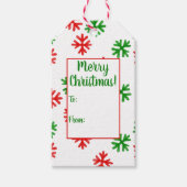 Rood en Groen Sneeuwvlok Kerst Gift Label Cadeaulabel (Voorkant)