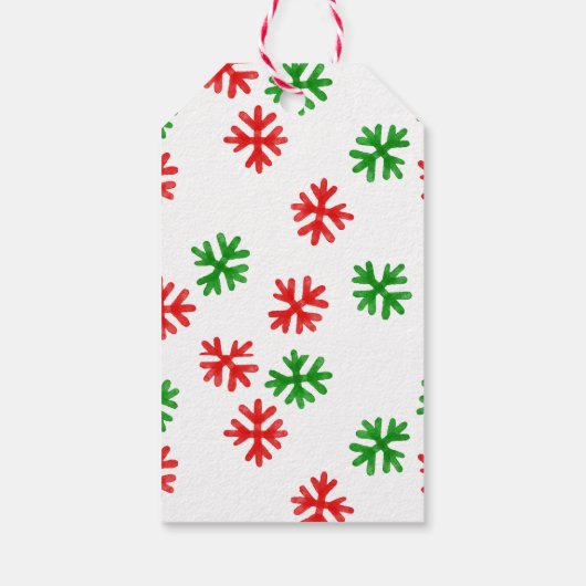 Rood en Groen Sneeuwvlok Kerst Gift Label Cadeaulabel (Achterkant)
