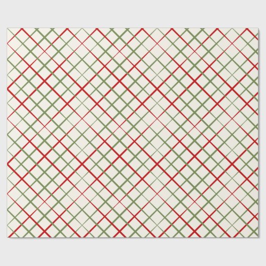 Rood en groen snijdsel op crème cadeaupapier (Vlak)