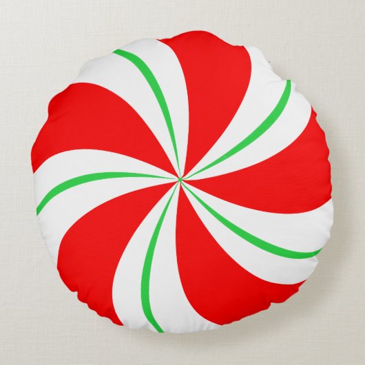 Rood en groen Snoep kerst Rond Kussen (Achterkant)