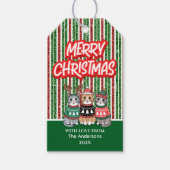 Rood en groen Snoep Strepen Kerstkatten Cadeaulabel (Voorkant)