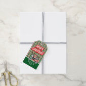 Rood en groen Snoep Strepen Kerstkatten Cadeaulabel (Met Touw)