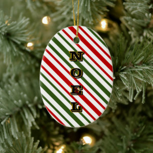 Rood en groen Snoep Stripes Kerstmis Keramisch Ornament
