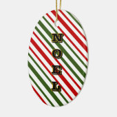 Rood en groen Snoep Stripes Kerstmis Keramisch Ornament (Links)