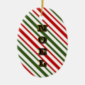 Rood en groen Snoep Stripes Kerstmis Keramisch Ornament (Voorkant)