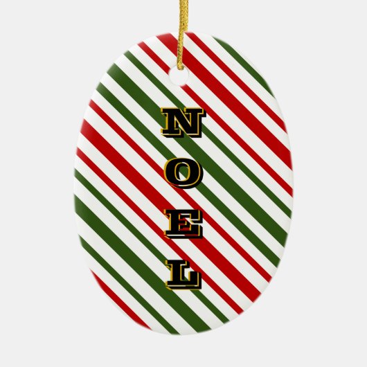 Rood en groen Snoep Stripes Kerstmis Keramisch Ornament (Voorkant)