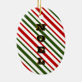 Rood en groen Snoep Stripes Kerstmis Keramisch Ornament (Achterkant)