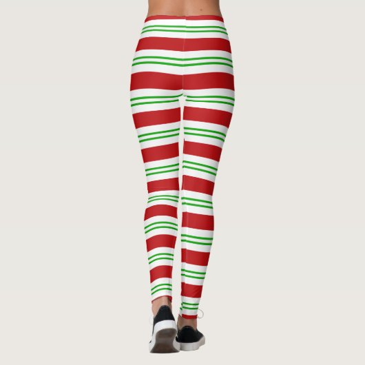 Rood en Groen snoepriet gestreepte leggings (Achterkant)