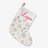 Rood en groen Snowflake Kleine Kerstsok (Voorkant (Hangend))