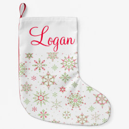 Rood en groen Snowflake Kleine Kerstsok