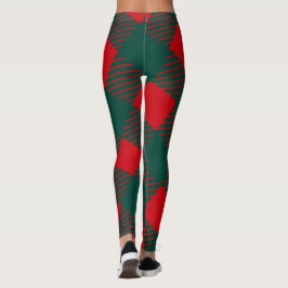 Rood en groen Square Box Modern Eenvoudig Voor haa Leggings