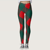 Rood en groen Square Box Modern Eenvoudig Voor haa Leggings (Voorkant)