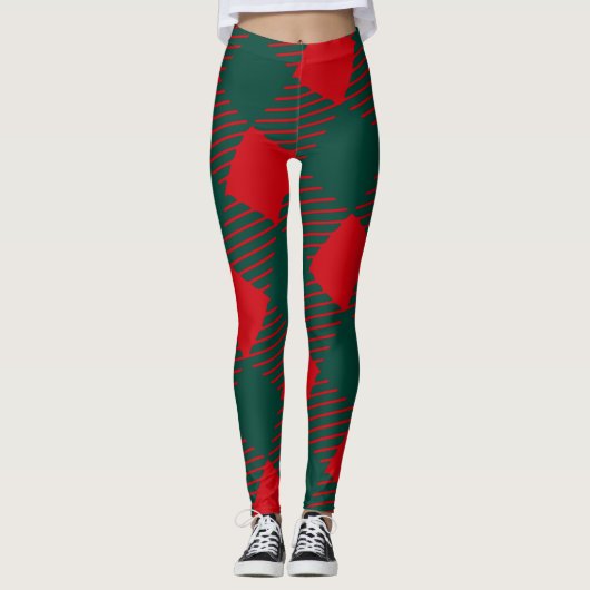 Rood en groen Square Box Modern Eenvoudig Voor haa Leggings (Voorkant)