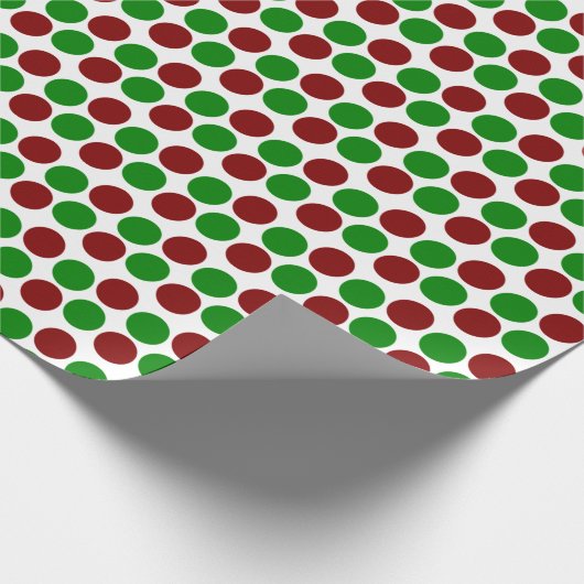 Rood en groen Stip op witte feestdag Cadeaupapier (Hoek)