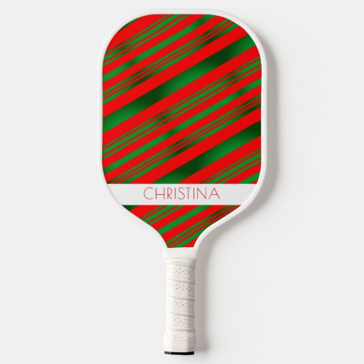 Rood en Groen Stripes Klassieke Elegant Aangepaste Pickleball Paddle (Achterkant)