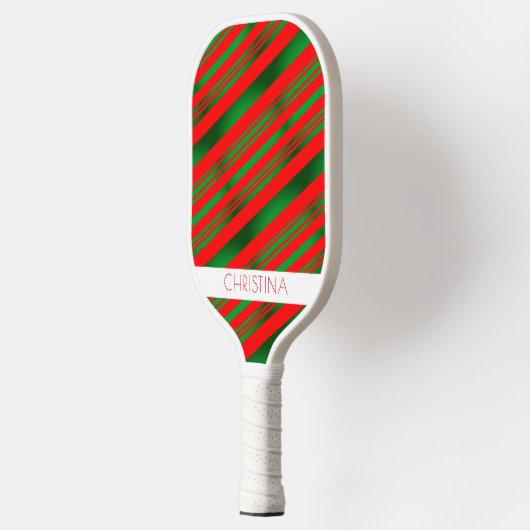 Rood en Groen Stripes Klassieke Elegant Aangepaste Pickleball Paddle (Links)