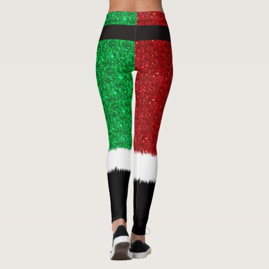 Rood en groen strooisel, mousserende kerstsappels leggings (Achterkant)