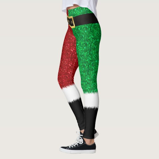 Rood en groen strooisel, mousserende kerstsappels leggings (Links)