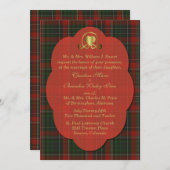 Rood- en Groen Stuart Tartan Aangepaste bruiloft Kaart (Voorkant / Achterkant)