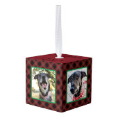 Rood en groen Tartan 4 Photo Dog Decoratie (Achter hoekig)