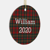 Rood en groen tartan geruit gepersonaliseerd keramisch ornament (Rechts)
