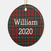 Rood en groen tartan geruit gepersonaliseerd keramisch ornament (Links)