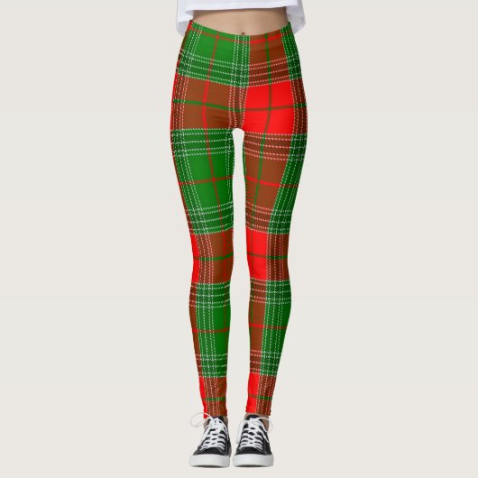 Rood en groen Tartan Leggings (Voorkant)