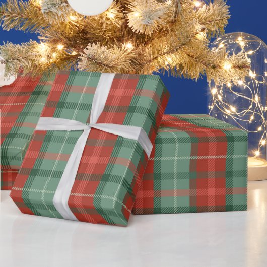 Rood en groen tartan patroon cadeaupapier (Feestdagen)