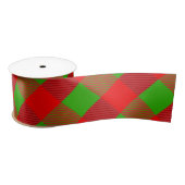 Rood en Groen Tartan Patroon Custom Christmas Satijnen Lint (Spoel)