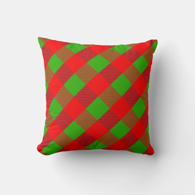 Rood en groen tartan patroon kussen (Voorkant)