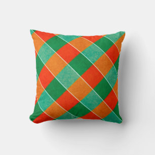 Rood- en groen tartan-patroon kussen