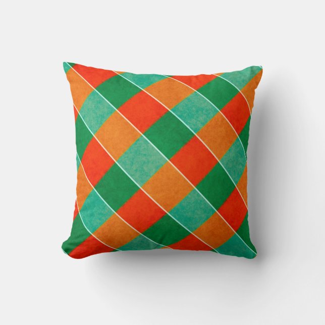 Rood- en groen tartan-patroon kussen (Voorkant)