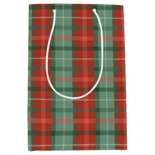 Rood en groen tartan patroon medium cadeauzakje (Voorkant)