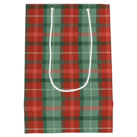 Rood en groen tartan patroon medium cadeauzakje (Achterkant)