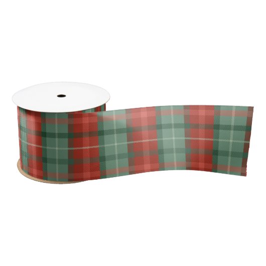 Rood en groen tartan patroon satijnen lint (Spoel)