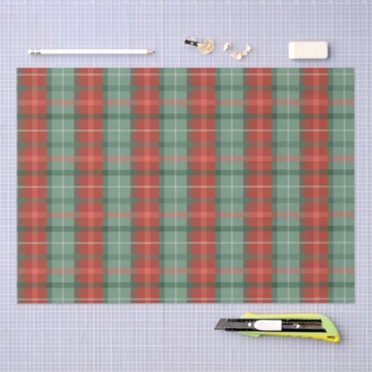 Rood en groen tartan patroon tissuepapier (Craft)