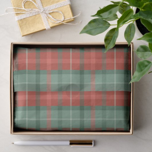 Rood en groen tartan patroon tissuepapier (Geschenk)