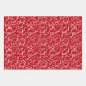 Rood- en Groen Tartan Pset-kersttypografie Inpakpapier Vel (Voorkant 2)