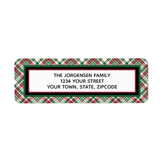 Rood en groen Tartan spelden voor feestdag Etiket (Voorkant)