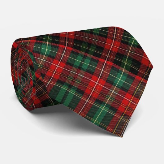 Rood en groen Tartan Stropdas (Opgerold)