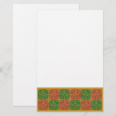 Rood en Groen Tegel Kunst op Gouden Patroon Briefpapier (Voorkant / Achterkant)