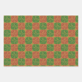 Rood en Groen Tegel Kunst op Gouden Patroon Inpakpapier Vel (Voorkant)