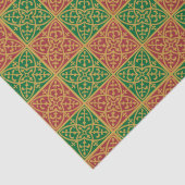 Rood en Groen Tegel Kunst op Gouden Patroon Tissuepapier (Detail)