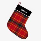 Rood en Groen Traditionele Played Naam Monogram Grote Kerstsok (Voorkant (Hangend))