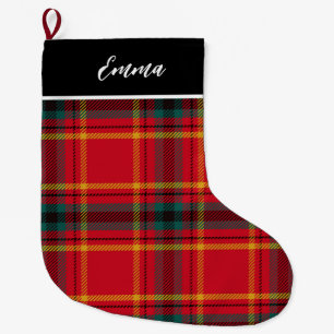 Rood en Groen Traditionele Played Naam Monogram Grote Kerstsok