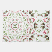 Rood en Groen Vakantie Monogram Custom Theedoek (Horizontaal)