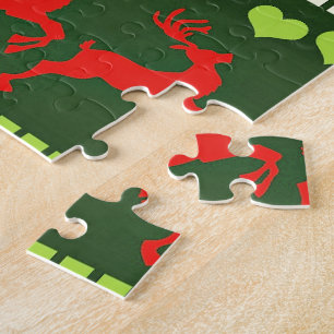 Rood en groen vakantiepatroon legpuzzel