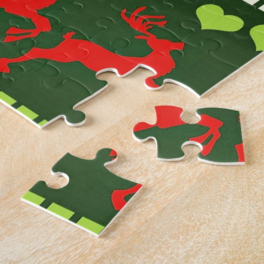 Rood en groen vakantiepatroon legpuzzel (Zijkant)