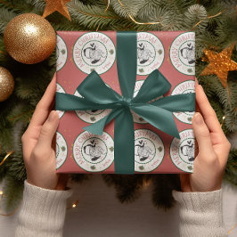 Rood en groen van Kerstmis met persoonlijke voorke Cadeaupapier